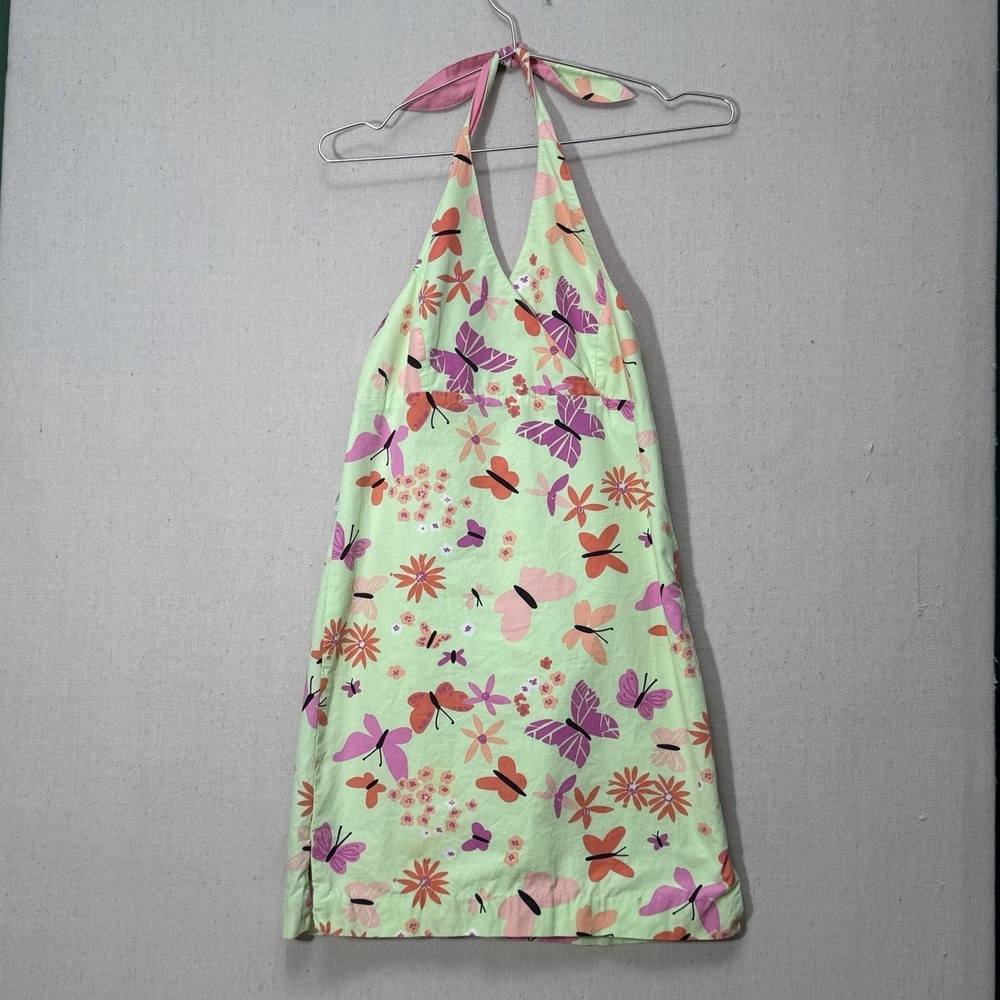 Lilly Pulitzer Halter Dress Butterfly Floral Y2K Girls Size 14
